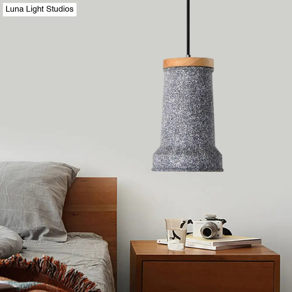 Industrial Cement Pendant Lamp - Black/Grey/White Cylinder Hanging Light For Restaurants