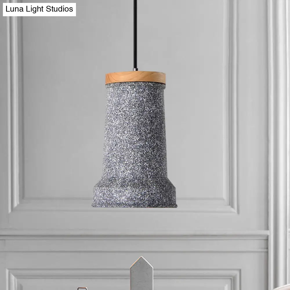 Industrial Cement Pendant Lamp - Black/Grey/White Cylinder Hanging Light For Restaurants Grey