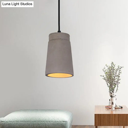 Industrial Grey Cement Pendant Lamp With 1 Bulb For Bedroom Ceiling