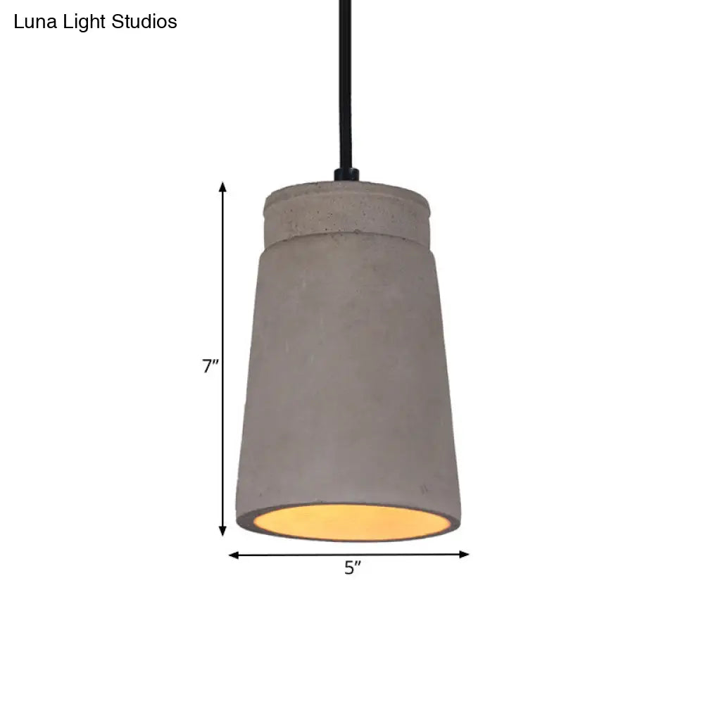 Industrial Grey Cement Pendant Lamp With 1 Bulb For Bedroom Ceiling