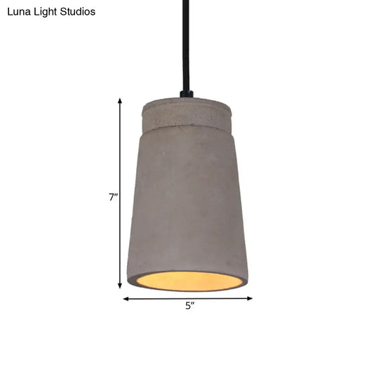 Industrial Grey Cement Pendant Lamp With 1 Bulb For Bedroom Ceiling