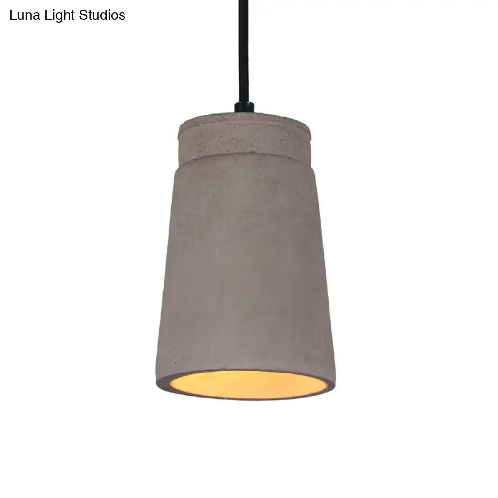 Industrial Grey Cement Pendant Lamp With 1 Bulb For Bedroom Ceiling