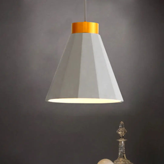 Industrial Cement Pendant Light - 8.5’/9.5’ Wide Cone Shade 1 Grey Hanging Ceiling Fixture / 9.5’