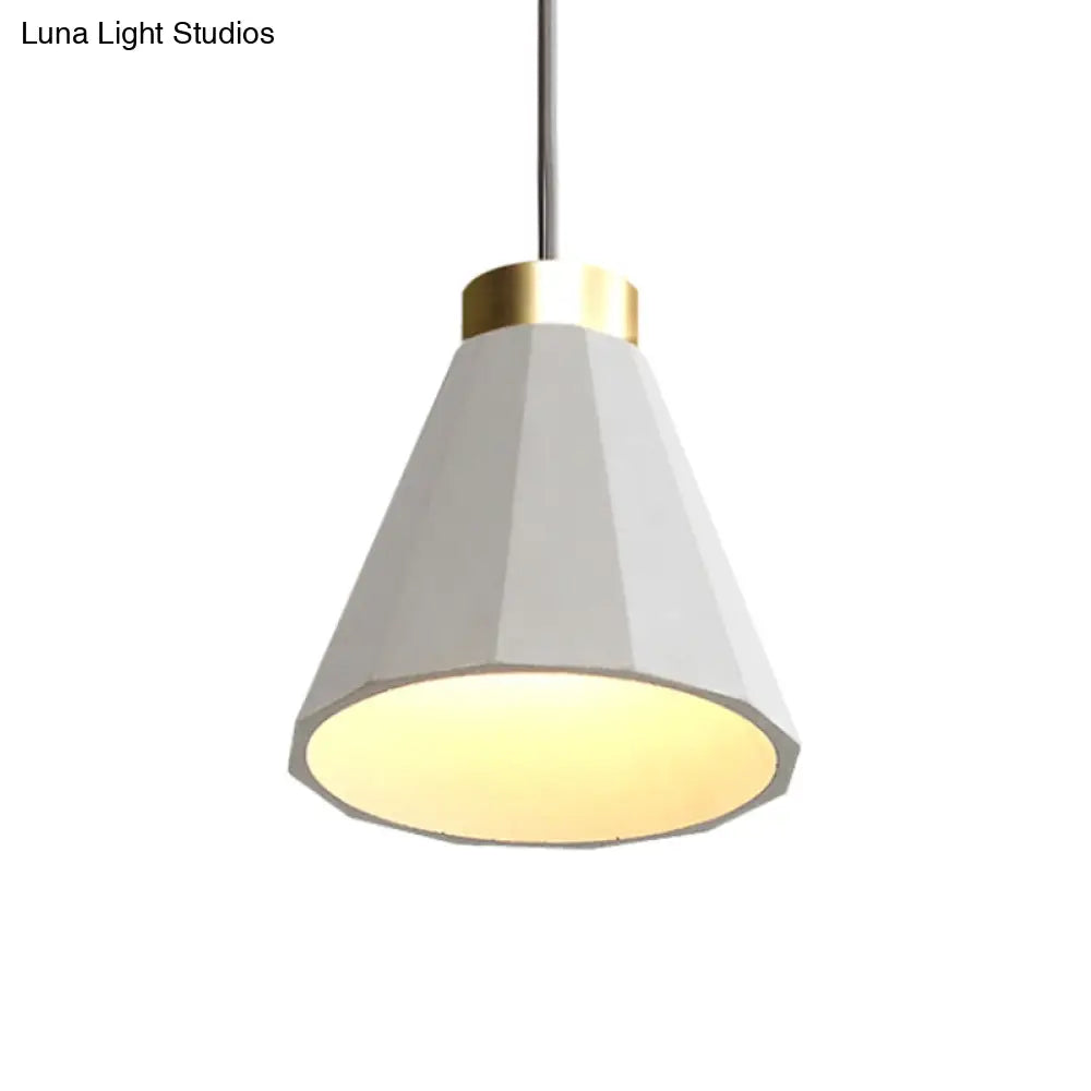 Industrial Cement Pendant Light | Wide Cone Shaped Shade 1 Grey Hanging Ceiling Lamp 8.5 Or 9.5