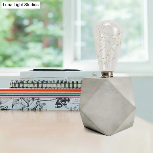 Industrial Cement Table Lamp In Gray For Kids Bedroom Lighting