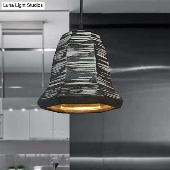 Industrial Ceramic Pendant Light In Grey For Restaurant With Barrel/Bell/Urn Shade