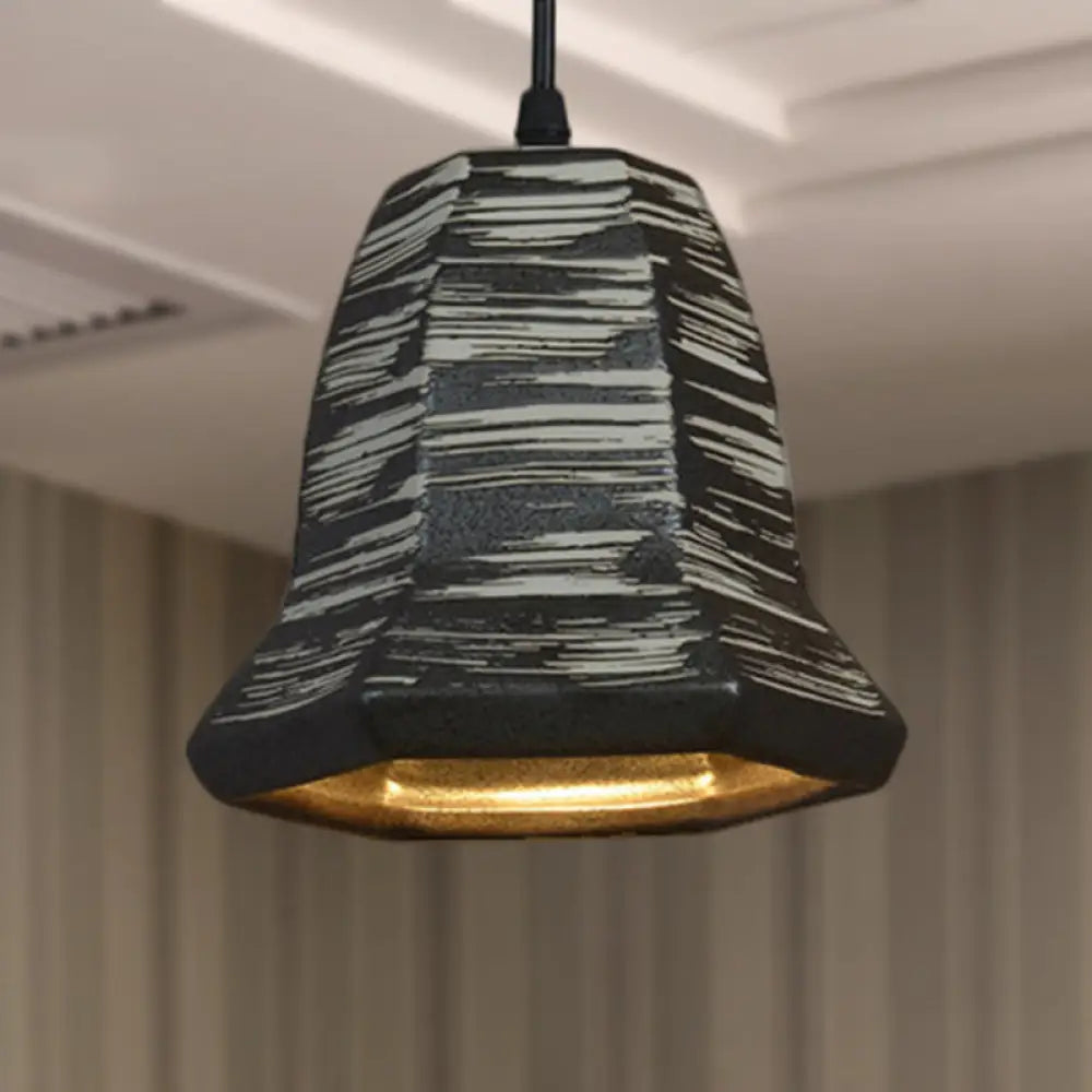 Industrial Ceramic Pendant Light In Grey For Restaurant With Barrel/Bell/Urn Shade / Bell