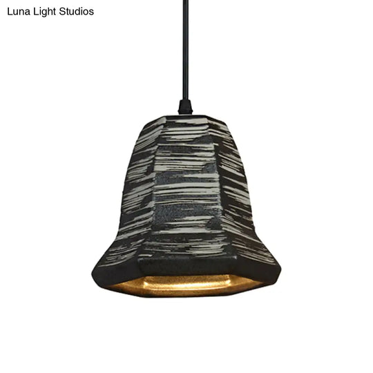 Industrial Ceramic Pendant Light In Grey For Restaurant With Barrel/Bell/Urn Shade