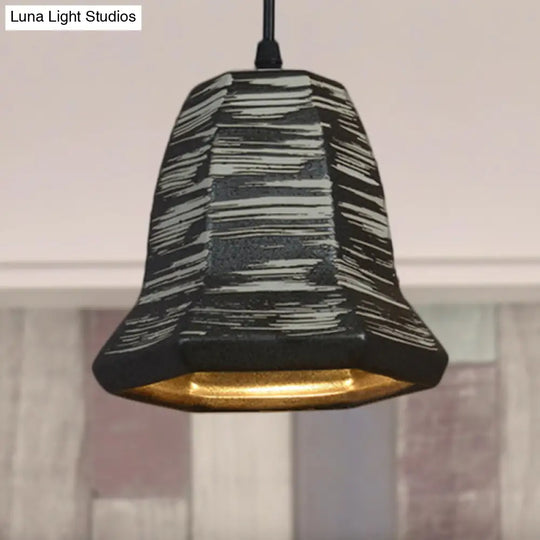 Industrial Ceramic Pendant Light In Grey For Restaurant With Barrel/Bell/Urn Shade