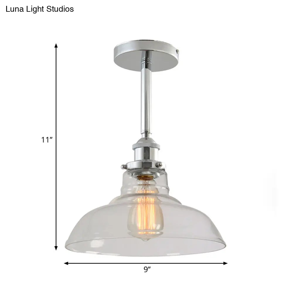 Industrial Chic Clear Glass Barn Pendant With Chrome Finish - Ideal For Restaurants