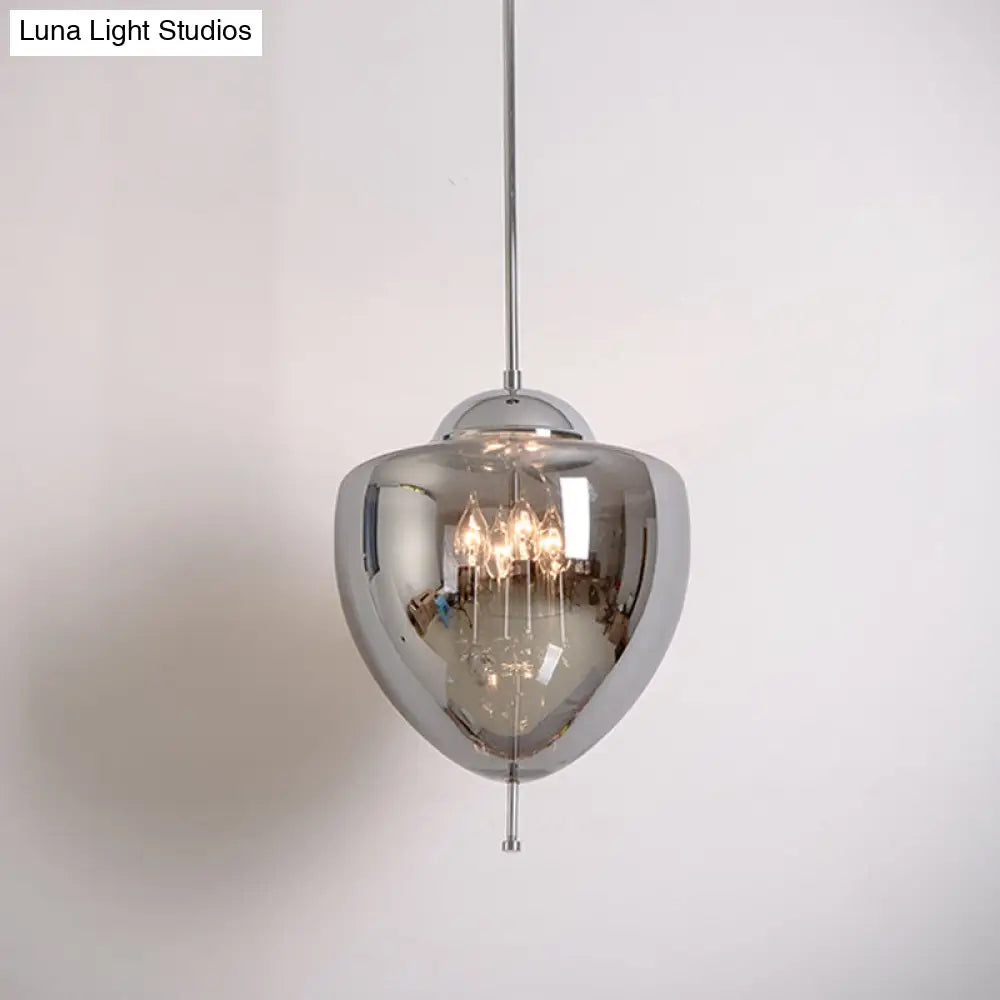 Industrial Chrome Pinecone Pendant Chandelier - Clear/Smoke Gray Glass 4-Light Hanging Lamp Kit For