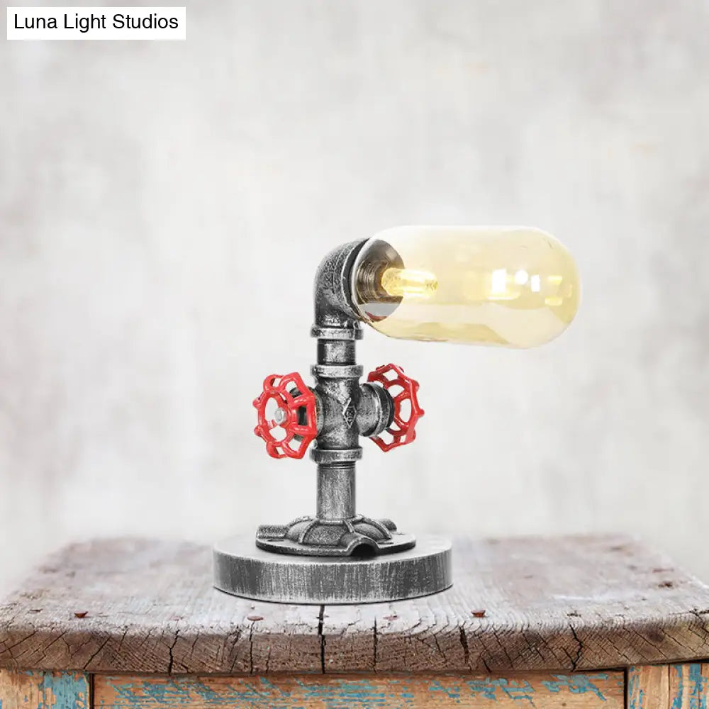 Industrial Clear/Amber Glass Night Lamp - 1/4/5-Bulb Capsule Shade Table Lighting For Bedroom