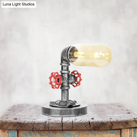 Industrial Clear/Amber Glass Night Lamp - 1/4/5-Bulb Capsule Shade Table Lighting For Bedroom