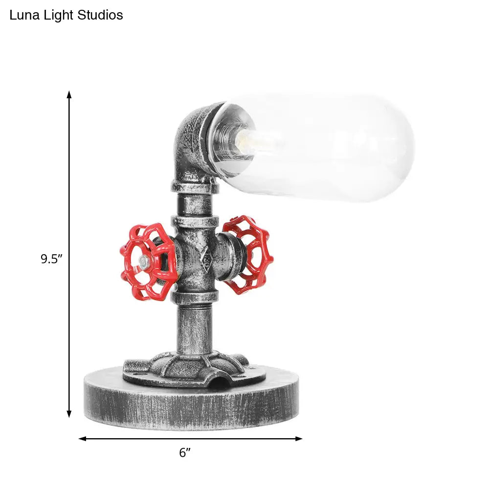 Industrial Clear/Amber Glass Night Lamp - 1/4/5-Bulb Capsule Shade Table Lighting For Bedroom