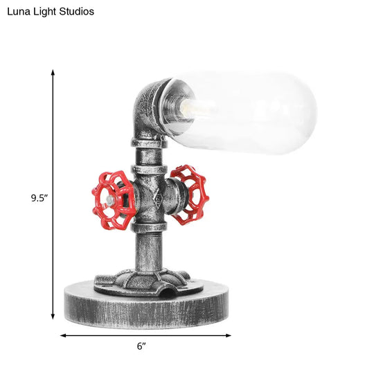 Industrial Clear/Amber Glass Night Lamp - 1/4/5-Bulb Capsule Shade Table Lighting For Bedroom