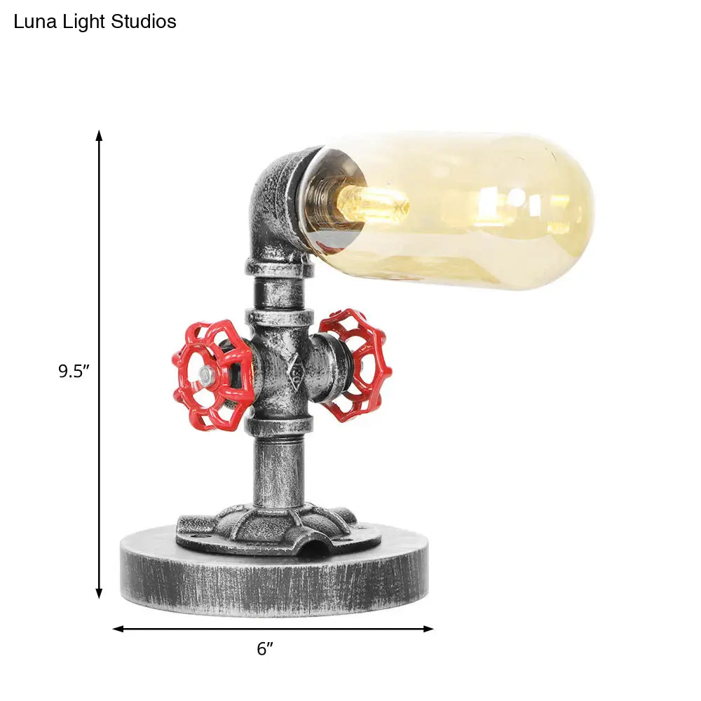 Industrial Clear/Amber Glass Night Lamp - 1/4/5-Bulb Capsule Shade Table Lighting For Bedroom