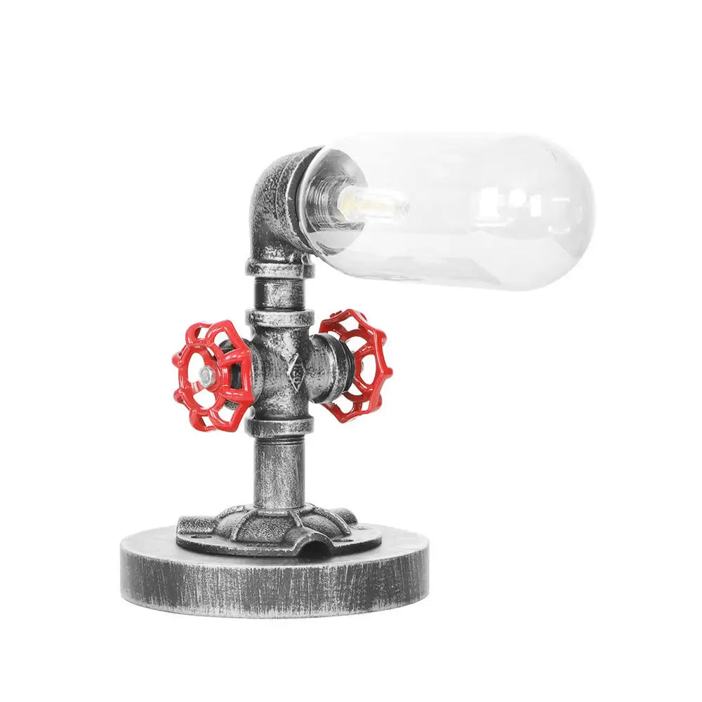 Industrial Clear/Amber Glass Night Lamp - 1/4/5-Bulb Capsule Shade Table Lighting For Bedroom Clear