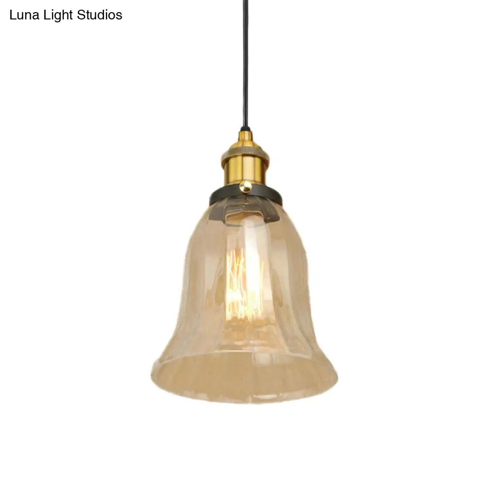 Industrial Clear Glass Bell Pendant Light - Bronze/Antique Brass/Copper Indoor Lighting