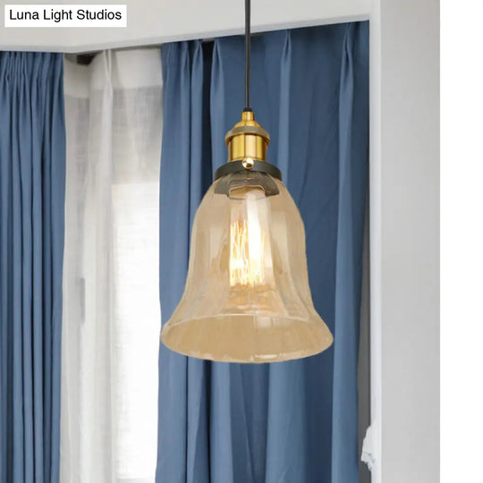 Industrial Clear Glass Bell Pendant Light - Bronze/Antique Brass/Copper Indoor Lighting