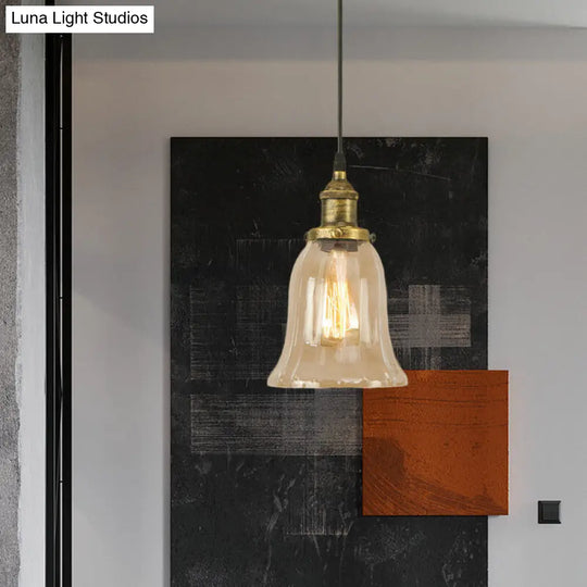 Industrial Clear Glass Bell Pendant Light - Bronze/Antique Brass/Copper Indoor Lighting