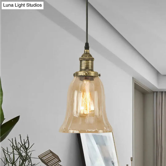 Industrial Clear Glass Bell Pendant Light - Bronze/Antique Brass/Copper Indoor Lighting