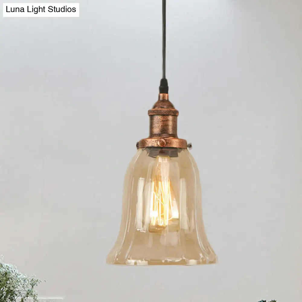 Industrial Clear Glass Bell Pendant Light - Bronze/Antique Brass/Copper Indoor Lighting