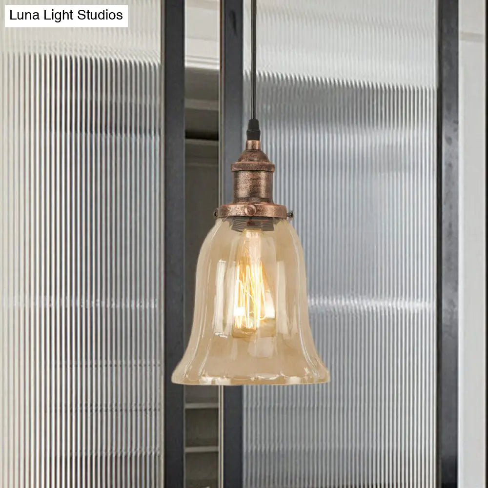 Industrial Clear Glass Bell Pendant Light - Bronze/Antique Brass/Copper Indoor Lighting