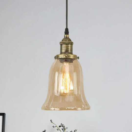 Industrial Clear Glass Bell Pendant Light With Bronze/Antique Brass/Copper Finish - Indoor Hanging