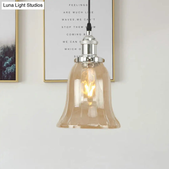 Industrial Clear Glass Bell Pendant Light - Bronze/Antique Brass/Copper Indoor Lighting Chrome