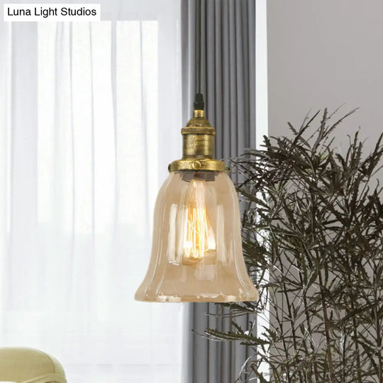 Industrial Clear Glass Bell Pendant Light - Bronze/Antique Brass/Copper Indoor Lighting