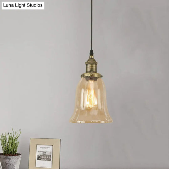 Industrial Clear Glass Bell Pendant Light - Bronze/Antique Brass/Copper Indoor Lighting