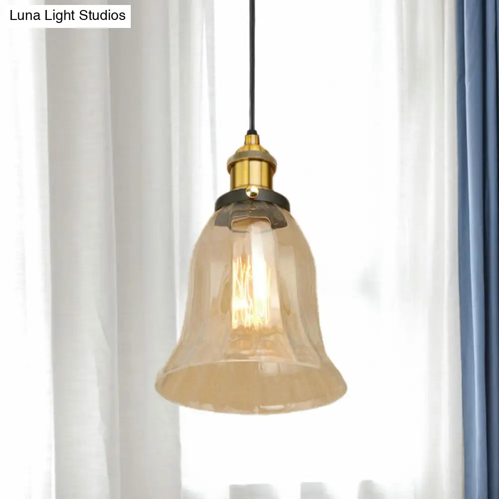 Industrial Clear Glass Bell Pendant Light - Bronze/Antique Brass/Copper Indoor Lighting Brass