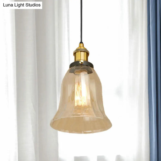 Industrial Clear Glass Bell Pendant Light - Bronze/Antique Brass/Copper Indoor Lighting Brass