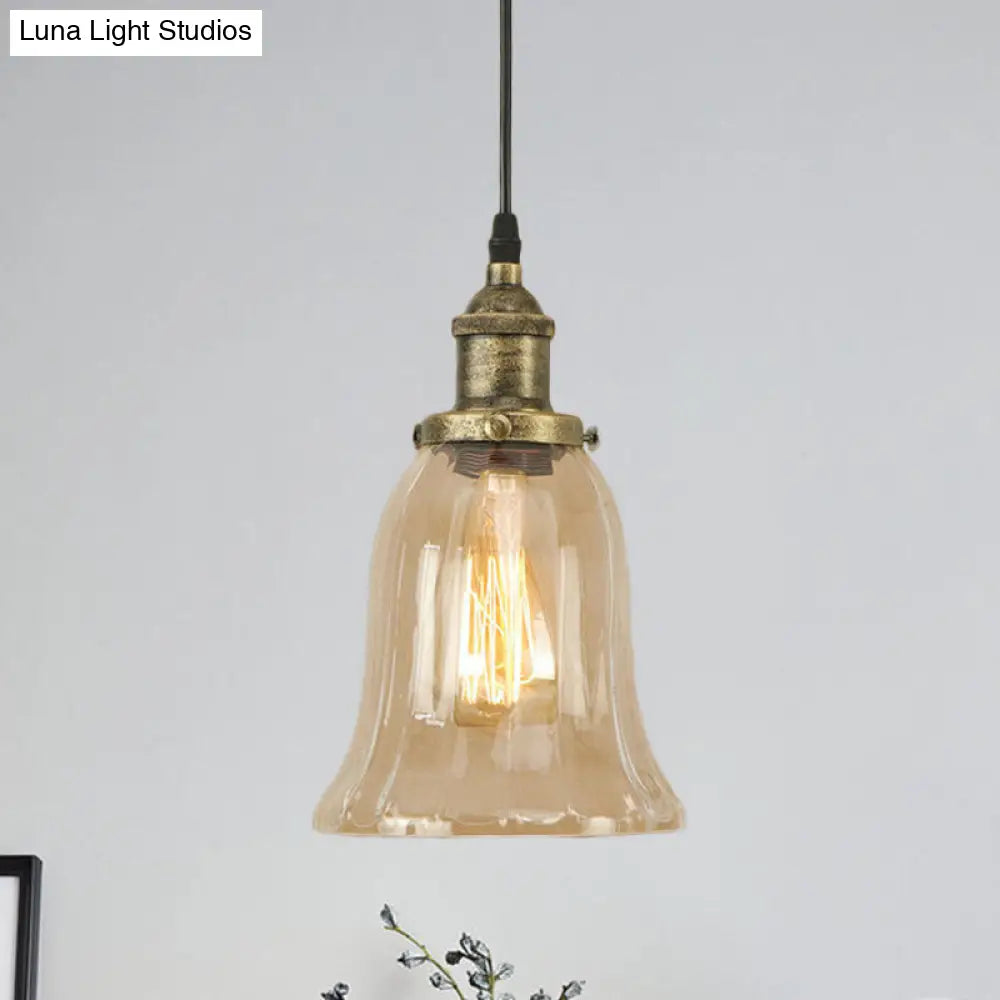 Industrial Clear Glass Bell Pendant Light - Bronze/Antique Brass/Copper Indoor Lighting Bronze