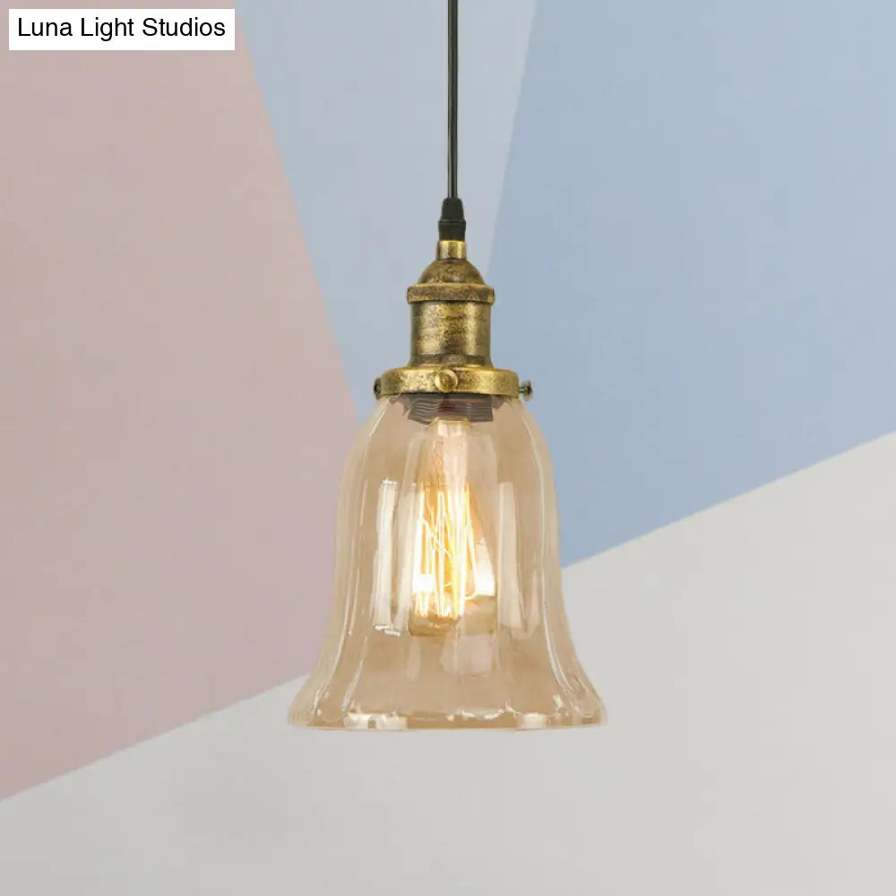 Industrial Clear Glass Bell Pendant Light - Bronze/Antique Brass/Copper Indoor Lighting Antique