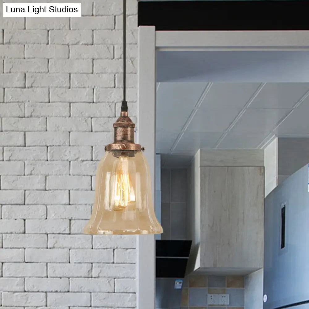 Industrial Clear Glass Bell Pendant Light - Bronze/Antique Brass/Copper Indoor Lighting