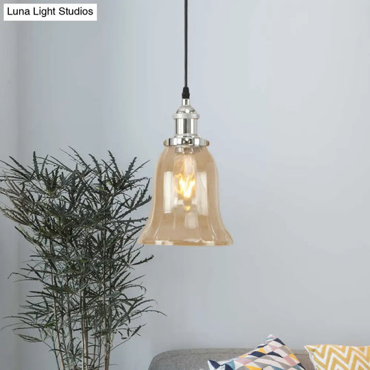 Industrial Clear Glass Bell Pendant Light With Bronze/Antique Brass/Copper Finish - Indoor Hanging