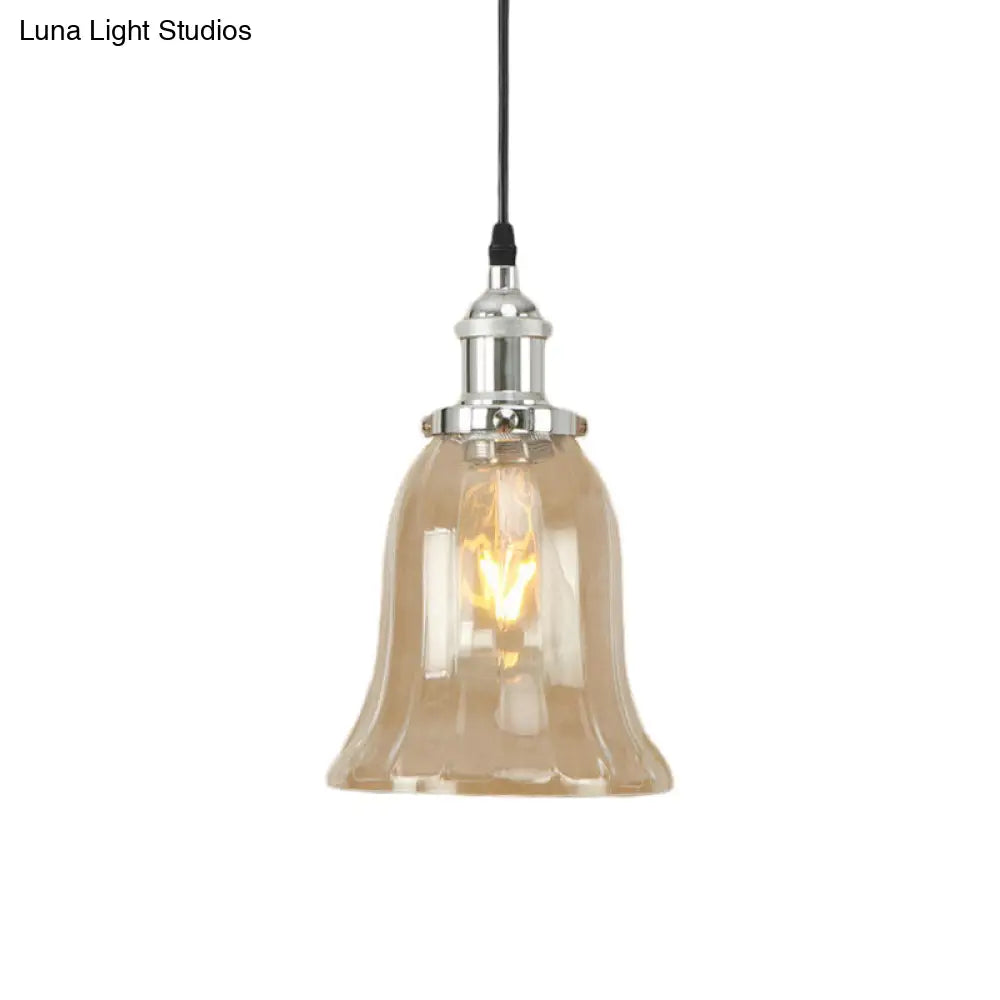 Industrial Clear Glass Bell Pendant Light With Bronze/Antique Brass/Copper Finish - Indoor Hanging