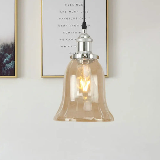 Industrial Clear Glass Bell Pendant Light With Bronze/Antique Brass/Copper Finish - Indoor Hanging