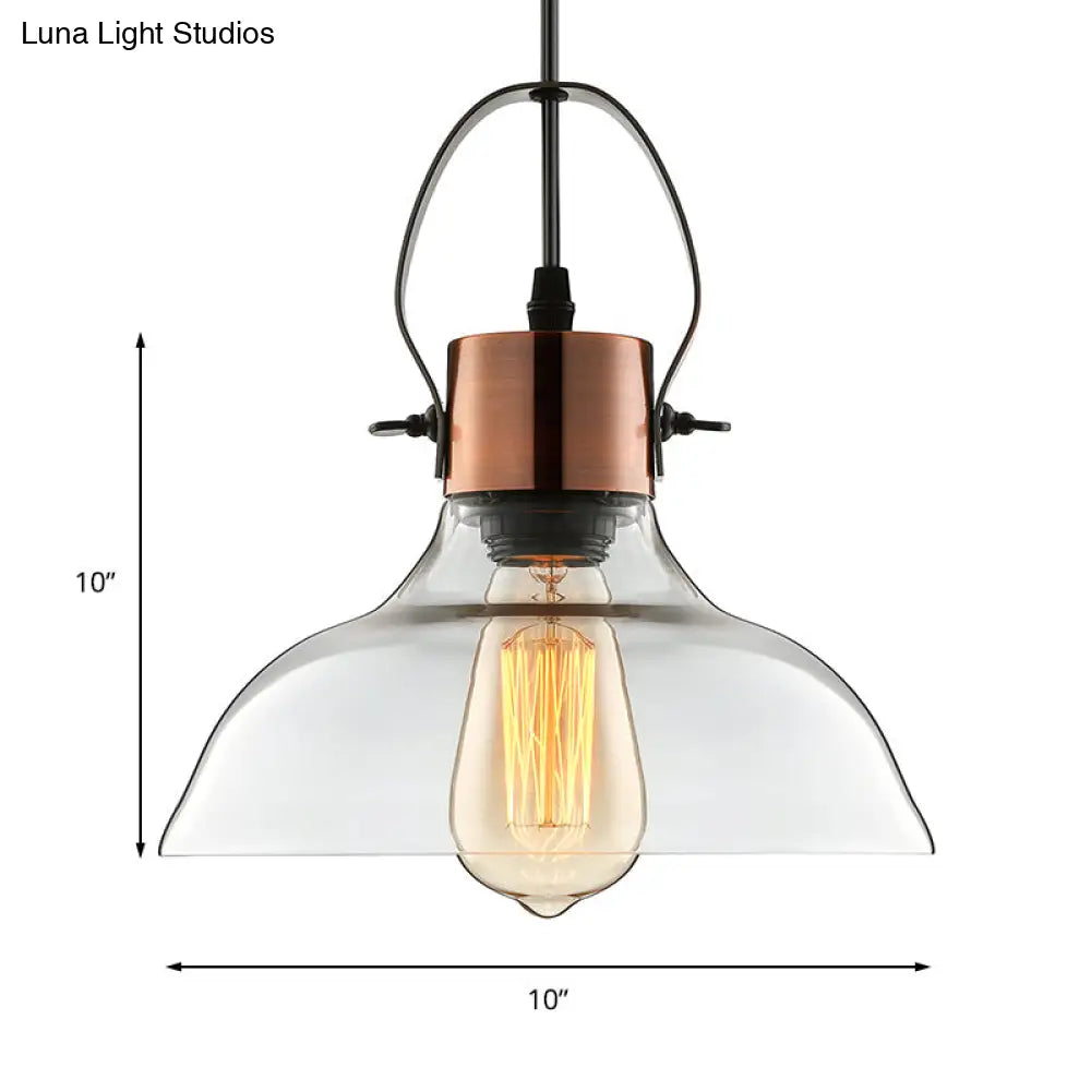 Industrial Clear Glass Copper Dome Pendant Ceiling Light - 1 Dining Room Lighting Fixture