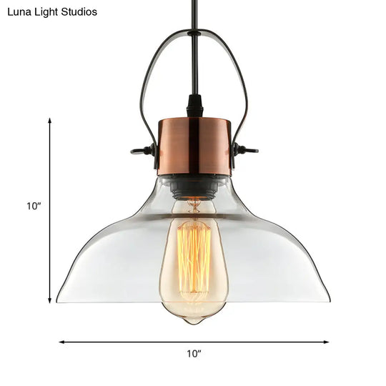 Industrial Clear Glass Copper Dome Pendant Ceiling Light - 1 Dining Room Lighting Fixture