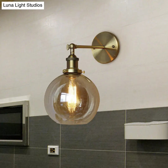 Industrial Clear Glass Globe Wall Sconce For Bedroom Lighting