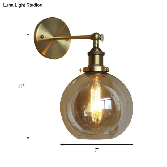 Industrial Clear Glass Globe Wall Sconce For Bedroom Lighting