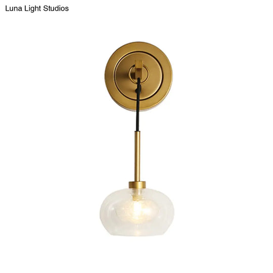 Industrial Clear Glass Oval Wall Light Fixture With Brass Sconce Lamp - Perfect For Living Room