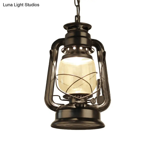 Industrial Clear Glass Pendant Ceiling Light For Coffee Shop - Black/Bronze/Antique Brass Finish