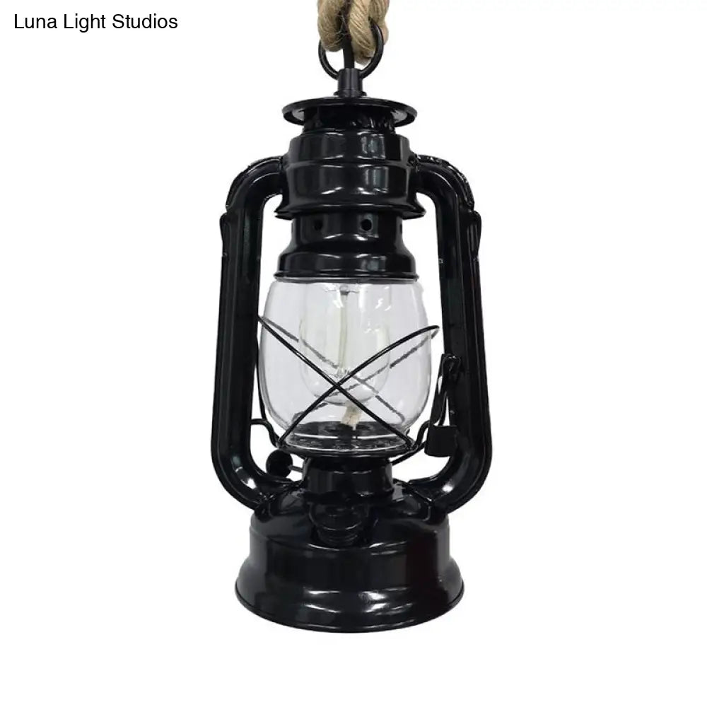 Industrial Pendant Ceiling Light: Black/Bronze/Antique Brass Finish Clear Glass 1 Light Perfect For