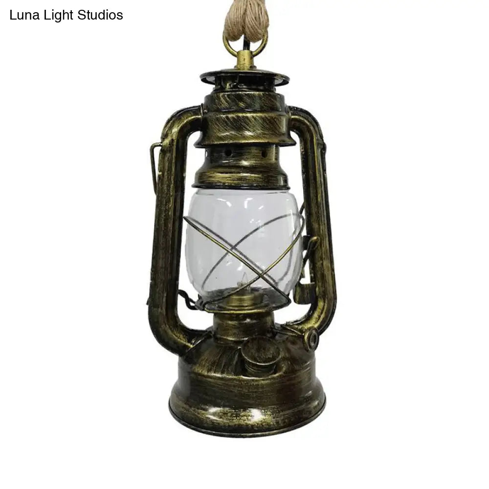 Industrial Pendant Ceiling Light: Black/Bronze/Antique Brass Finish Clear Glass 1 Light Perfect For