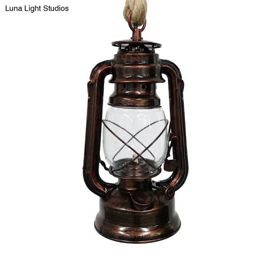 Industrial Clear Glass Pendant Ceiling Light For Coffee Shop - Black/Bronze/Antique Brass Finish