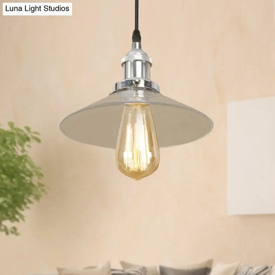 Industrial Clear Glass Pendant Lamp With Cone Shade - Black/Rust/Copper Finish Living Room Hanging