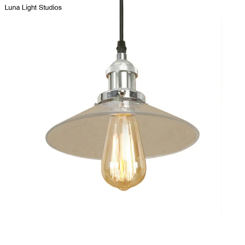 Industrial Cone Pendant Lamp With Clear Glass Shade - Rustic Black/Copper Accent For Living Room